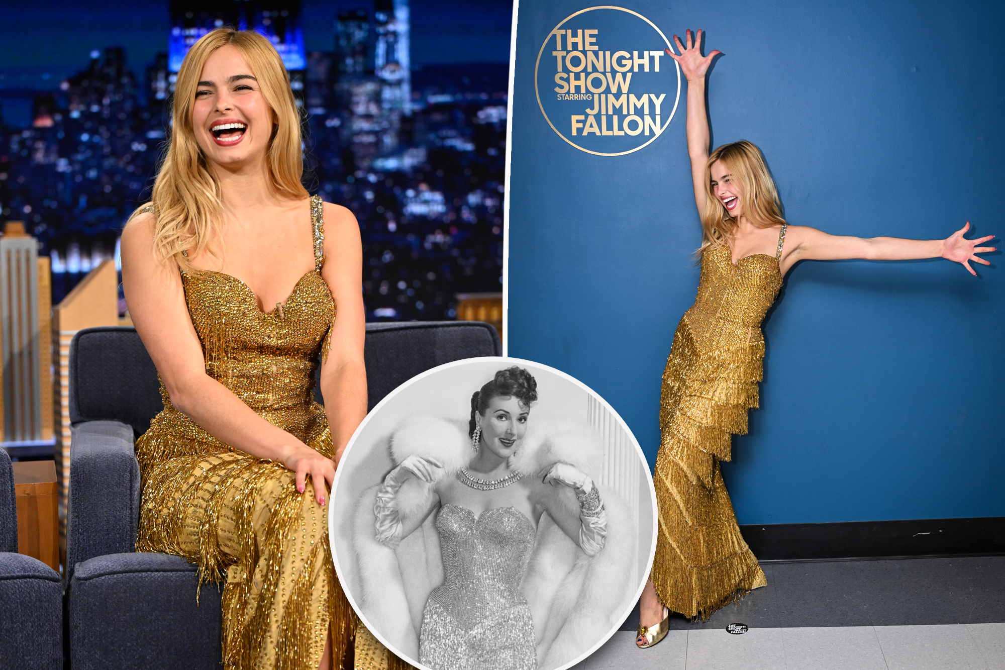Addison Rae visits Jimmy Fallon in a showgirl-worthy gold gown first ...